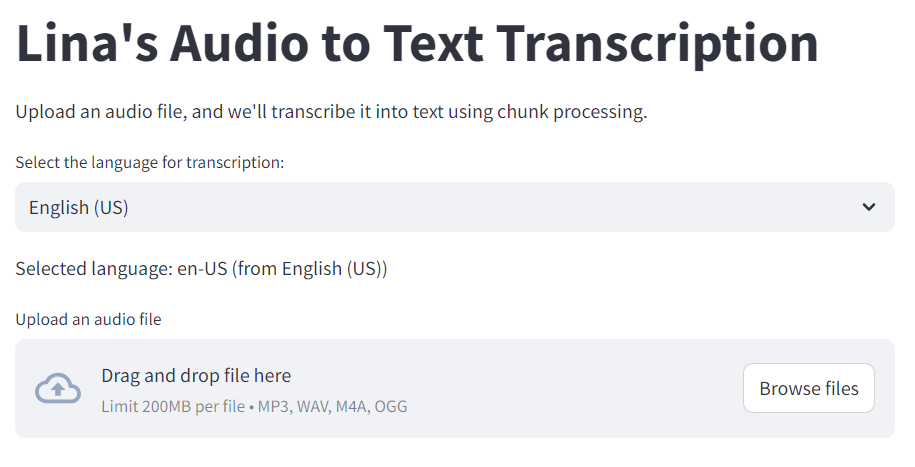 Audio to Text Transcription App